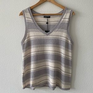 Very J Gray and White Striped Knit Tank Top